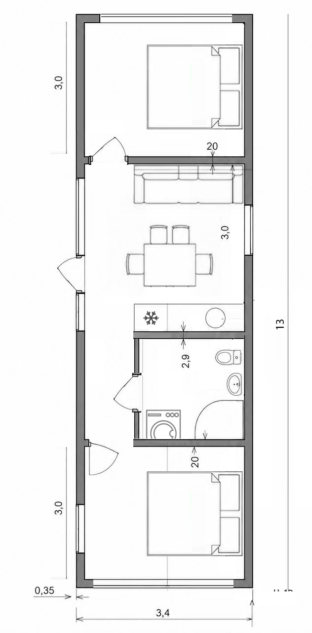 Rivero 45 · Plan A floor plan