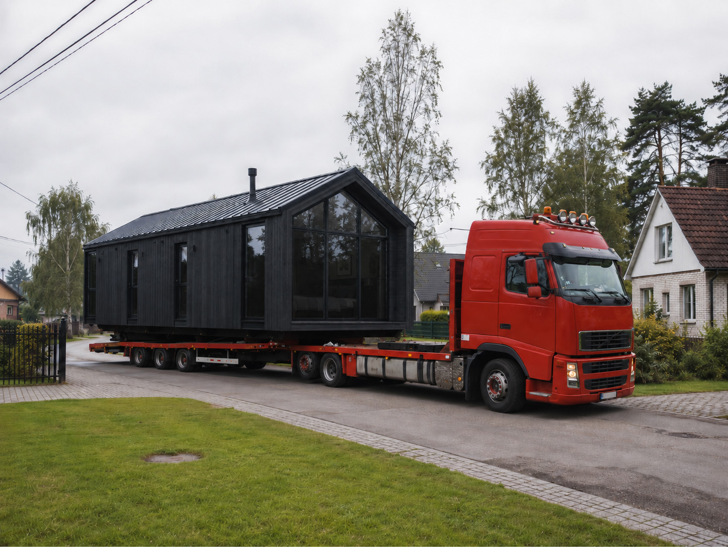 Rivero modular home delivered on trailer